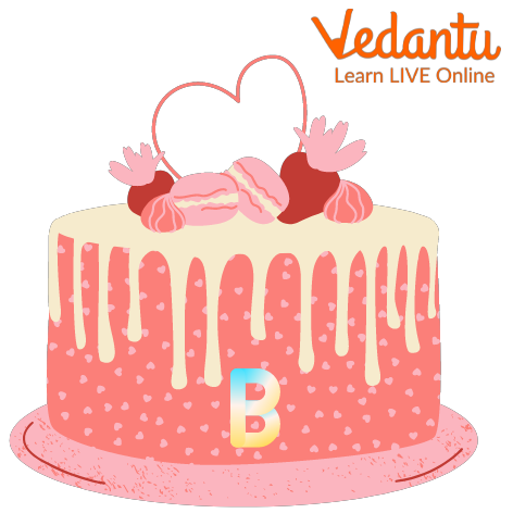 Cake marked with letter ‘B’