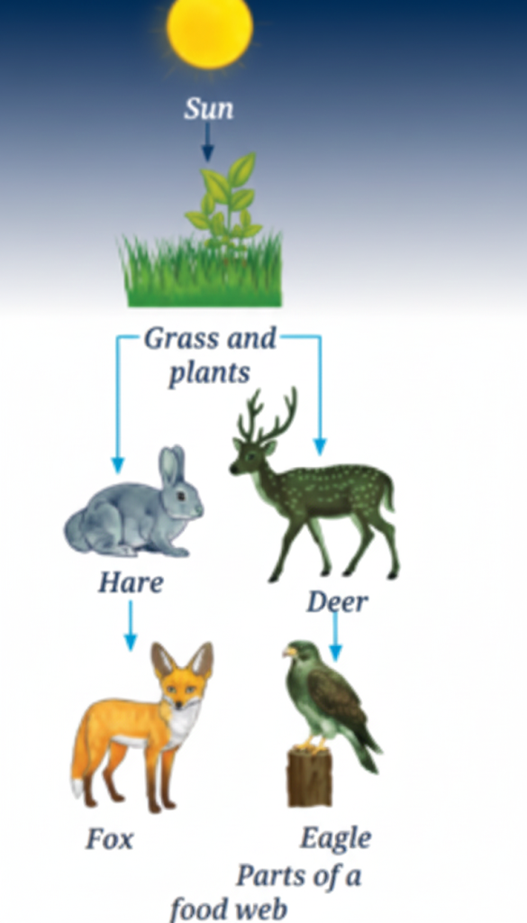 If the Indian hare population (Fig.) drops because of a disease, how would it affect the number of other organisms