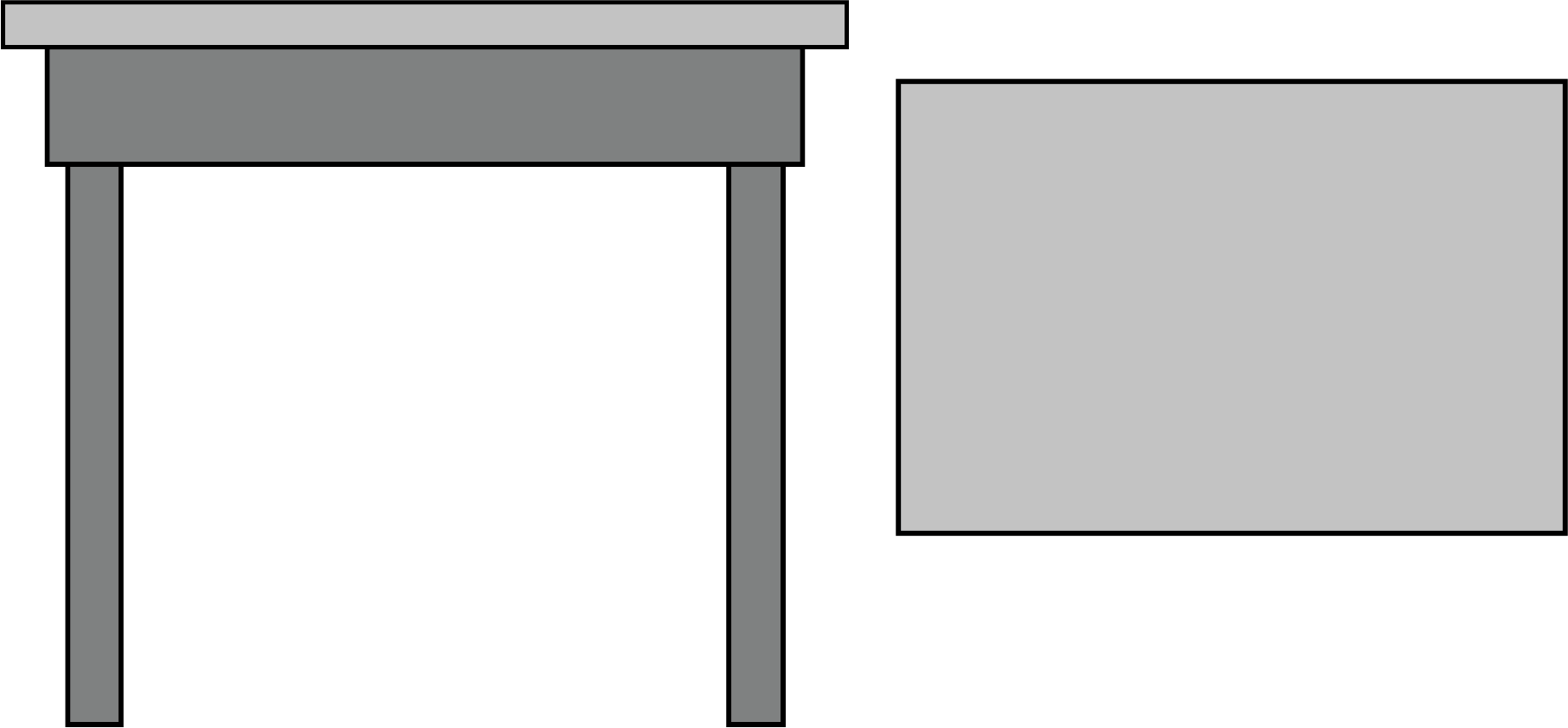 Side and Top view of the table