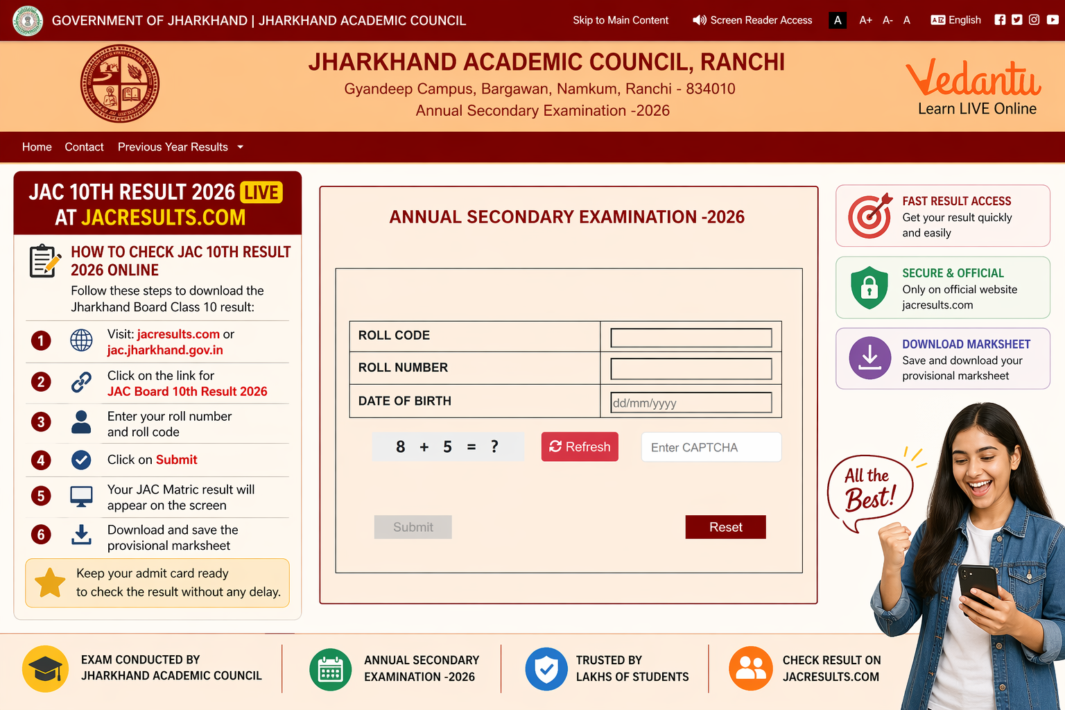 JAC 10th Result 2026