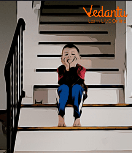 Kid Sitting on the Stairs