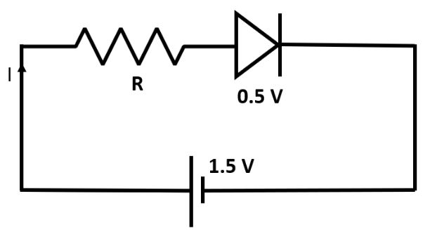 Circuit diagram of containing diode, resistance and cell.