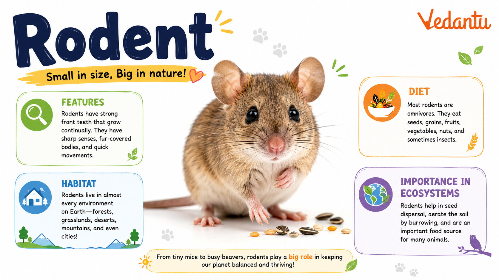 Rodent animal showing typical rodent characteristics like sharp front teeth and small body