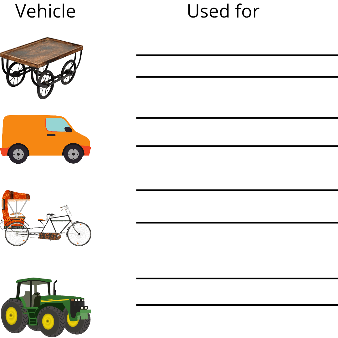 Write the purpose of these vehicles used