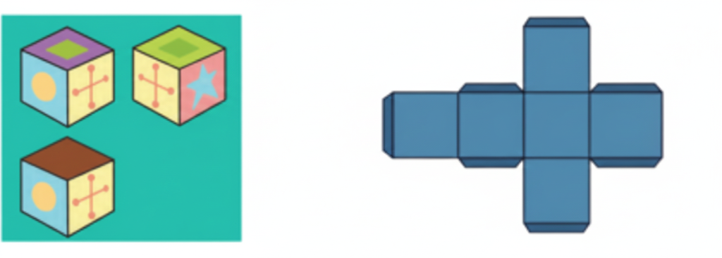 three views of a cube