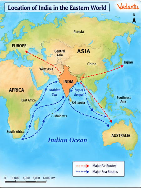 Figure 1.2 - Location of India in the Eastern World