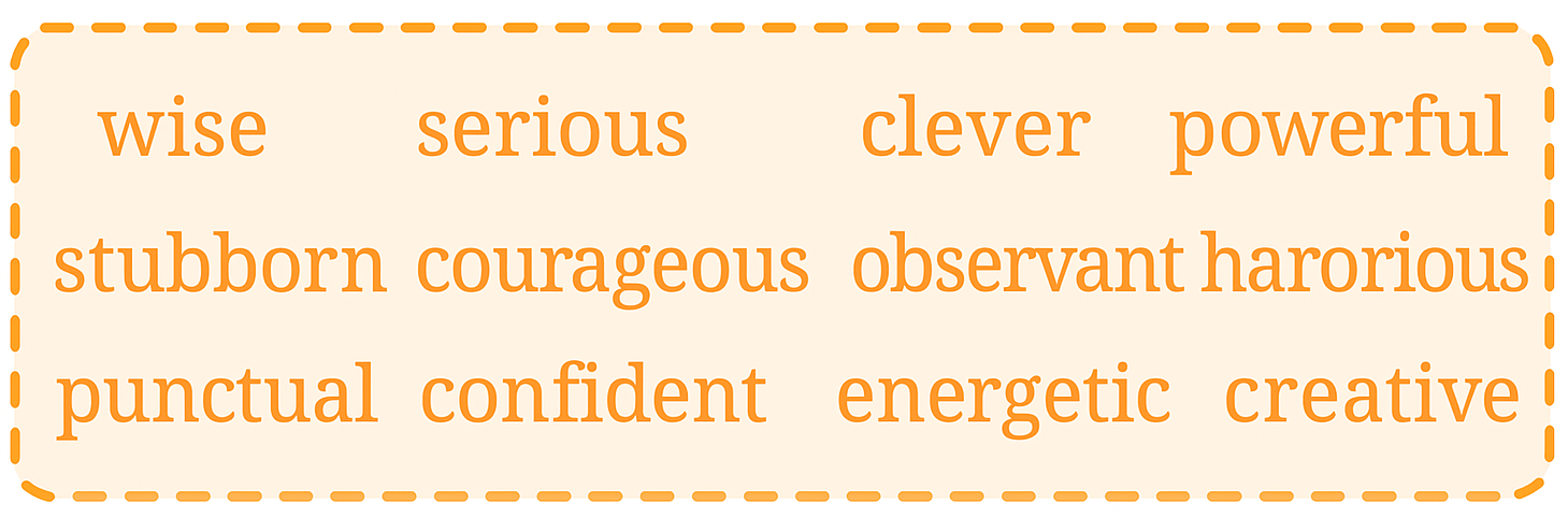 Select qualities of a person who uses wit from the box given below: