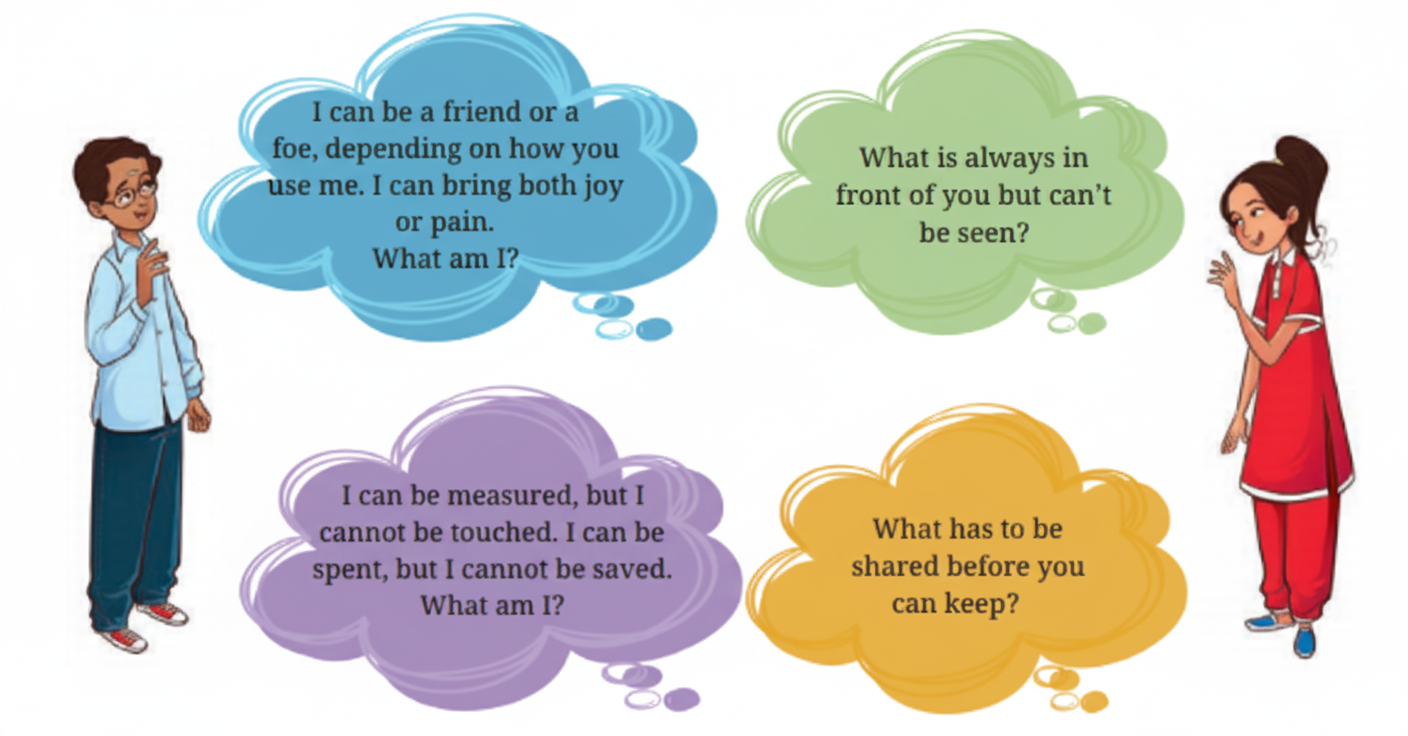 Work in pairs and answer the riddles that are given below. Share the answers with your classmates and teacher.