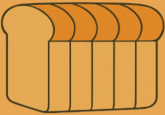 A Bread loaf is cut into 5 equal parts