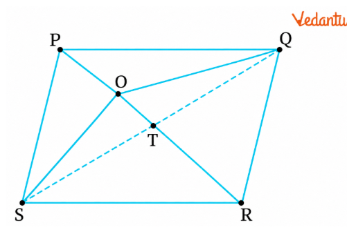 Draw diagonal QS and let it intersect PR at T.