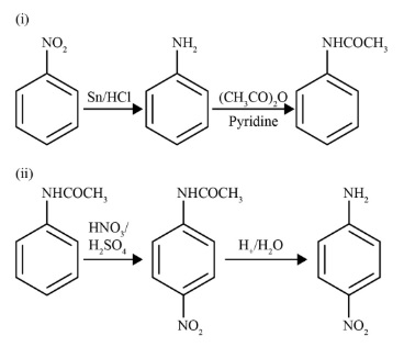 nitrobenzene → acetanilide