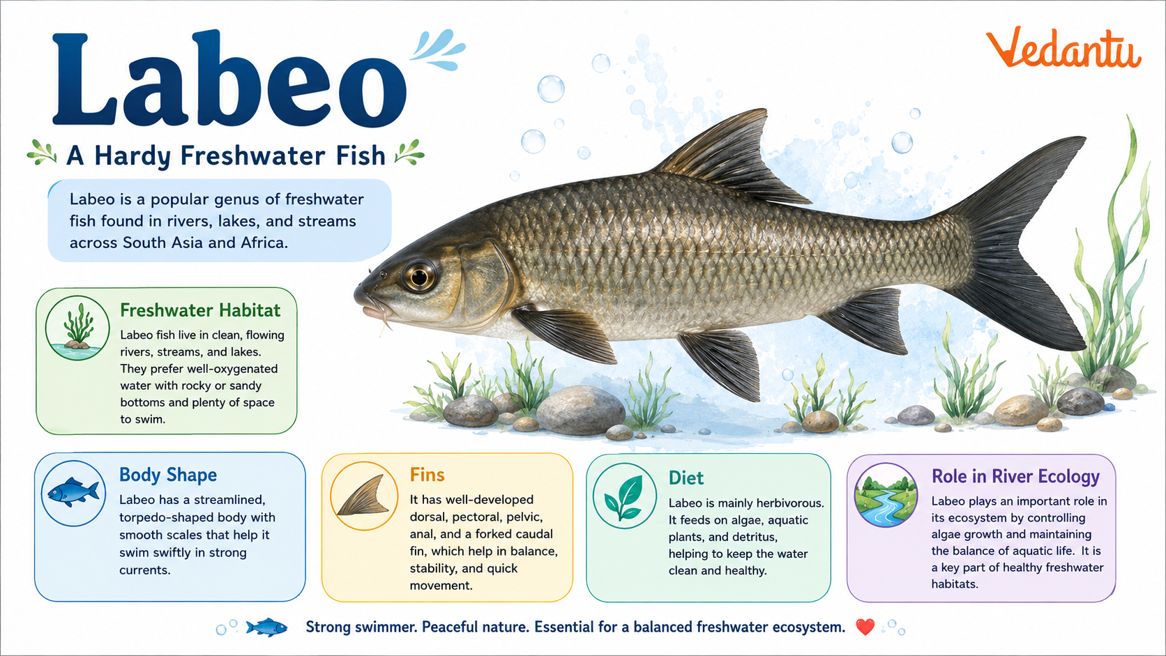 Labeo fish in freshwater habitat