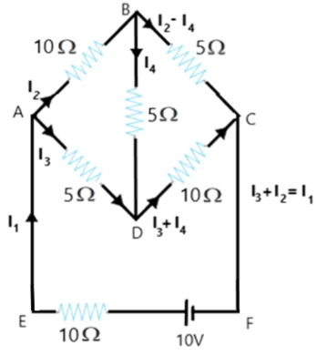 Circuit diagram to calculate the current