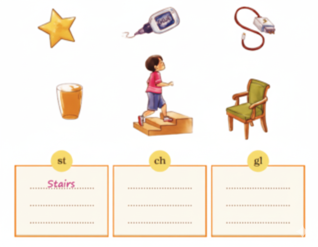 Look at the pictures and write their names. One has been done for you