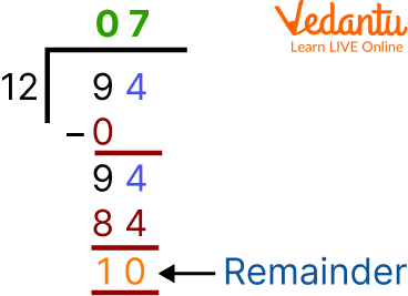 Division of 94 by 12