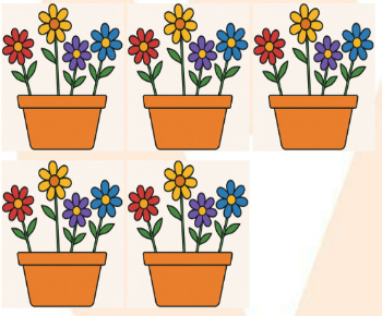 5 flower pots and each pot has 4 flowers