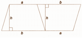 Rotate one trapezium through 180° and place it beside the other. Together, the two trapeziums form a parallelogram..png