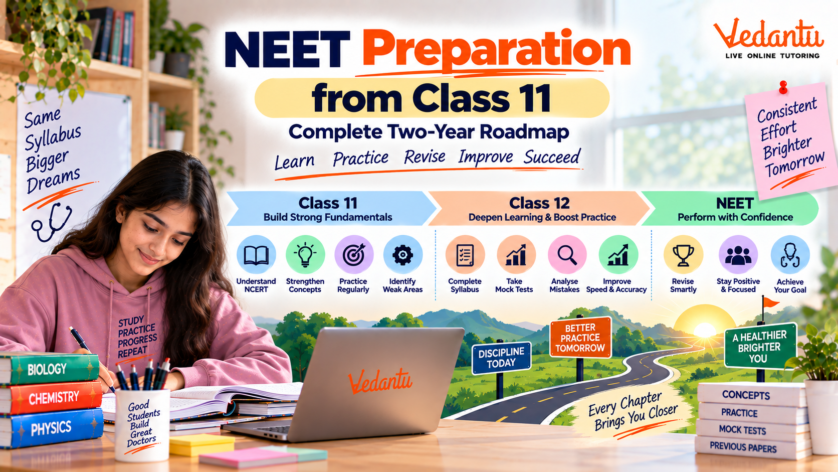 NEET preparation roadmap from Class 11 through Class 12