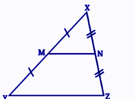 If M and N are the midpoints of XY and XZ, what fraction of the area of ∆XYZ is the area of ∆XMN.png