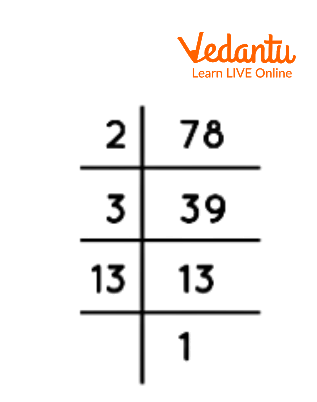 Prime <a href='https://www.vedantu.com/maths/factorisation'>Factorisation</a> of 78