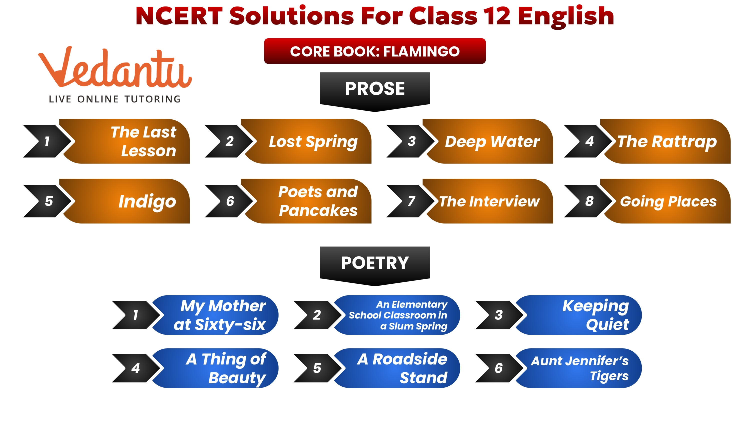 NCERT Solutions for Class 12 English Flamingo Chapter-wise Overview