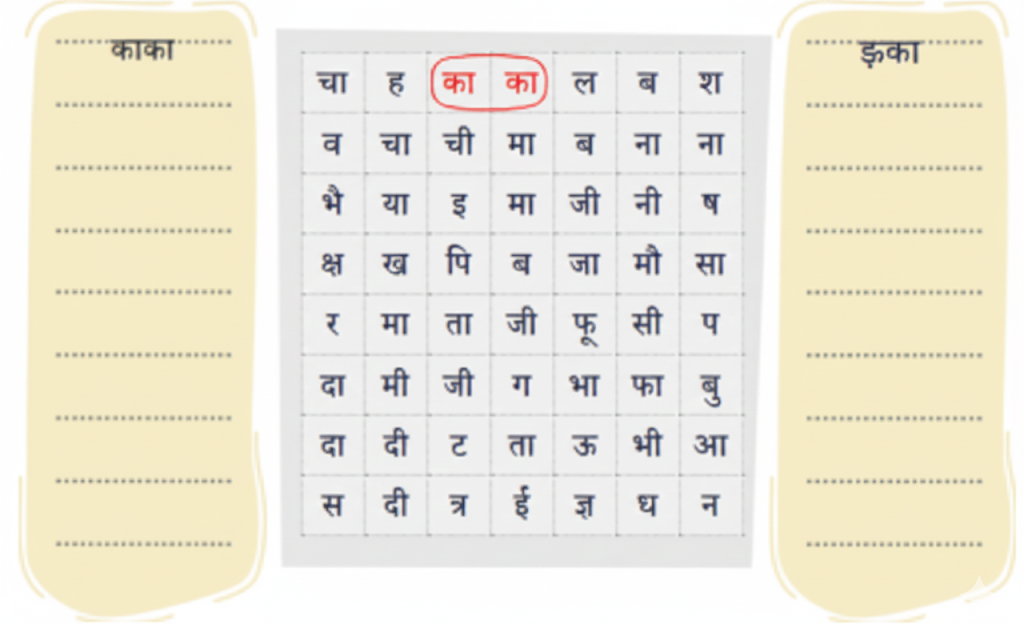 नीचे दी गई वर्ग पहेली में पारिवारिक संबंधों का बोध कराने वाले शब्द छिपे हैं। उन्हें खोजिए और लिखिए-