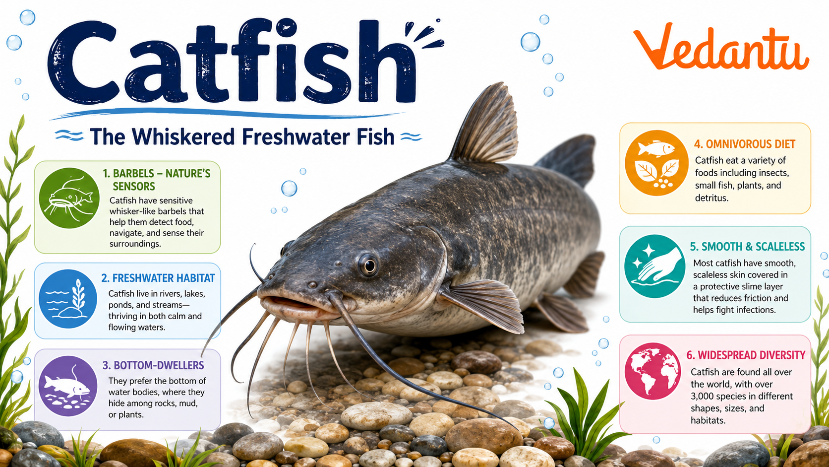 Catfish with long whisker-like barbels