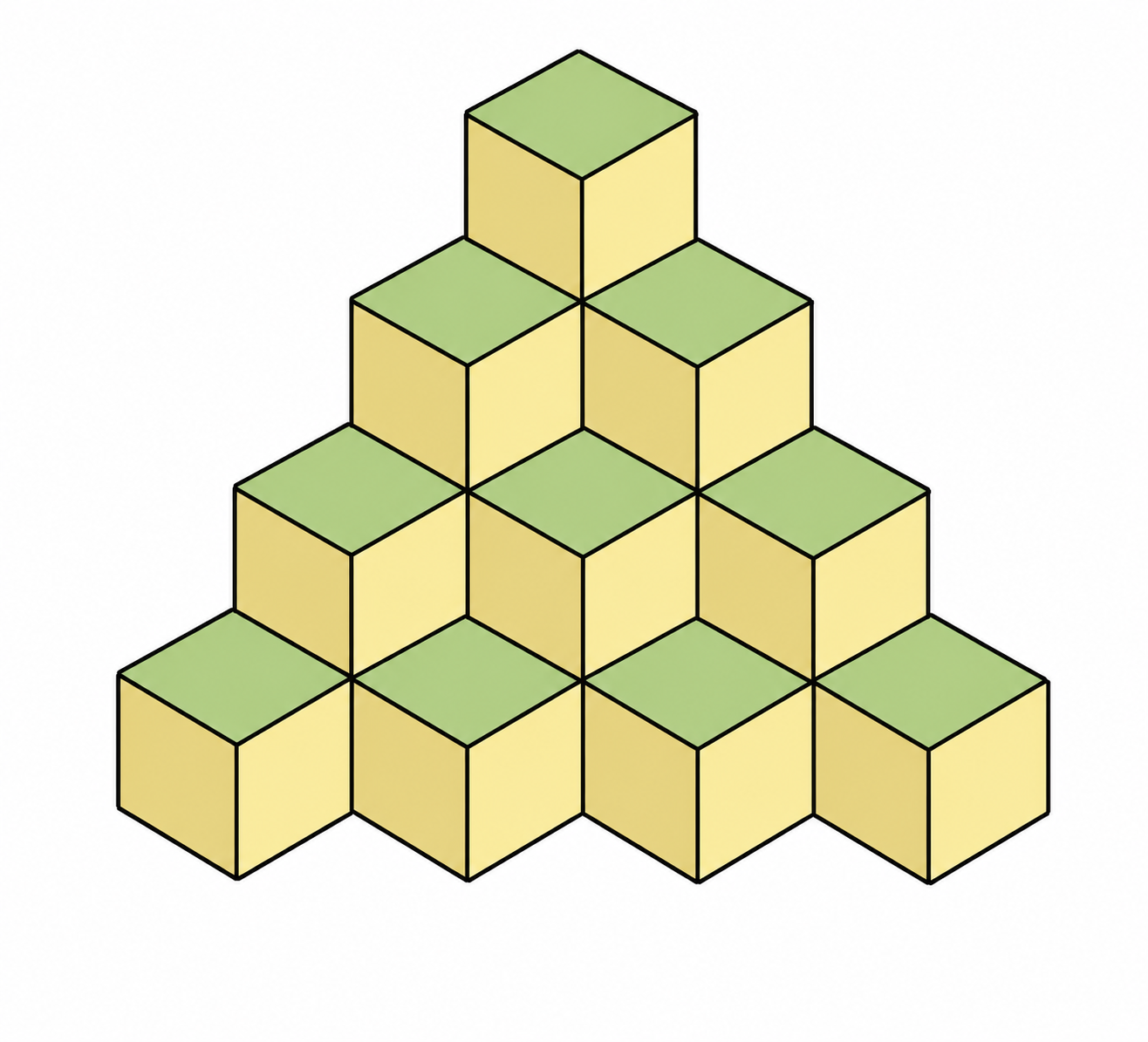 Using identical cubes, make a solid that gives the following projections solutions.png
