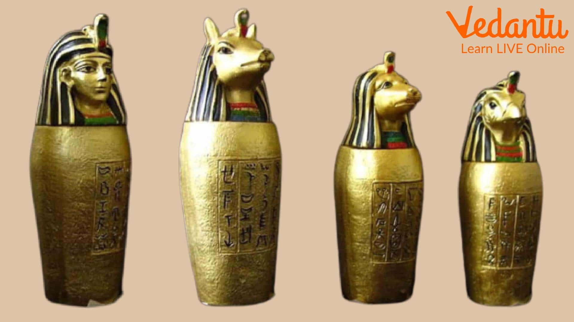Canopic Jars representing the four Sons of Horus