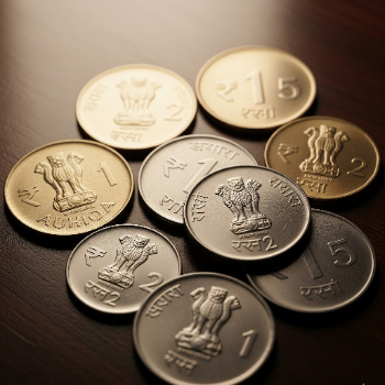 Circle all the ₹1 coins
