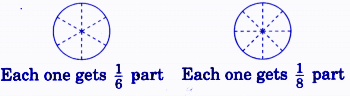 each one gets 1/6 part and each one get 1/8 part