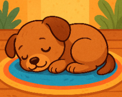 A small puppy is sleeping