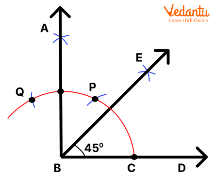 Drawing a 45 degree angle with a compass