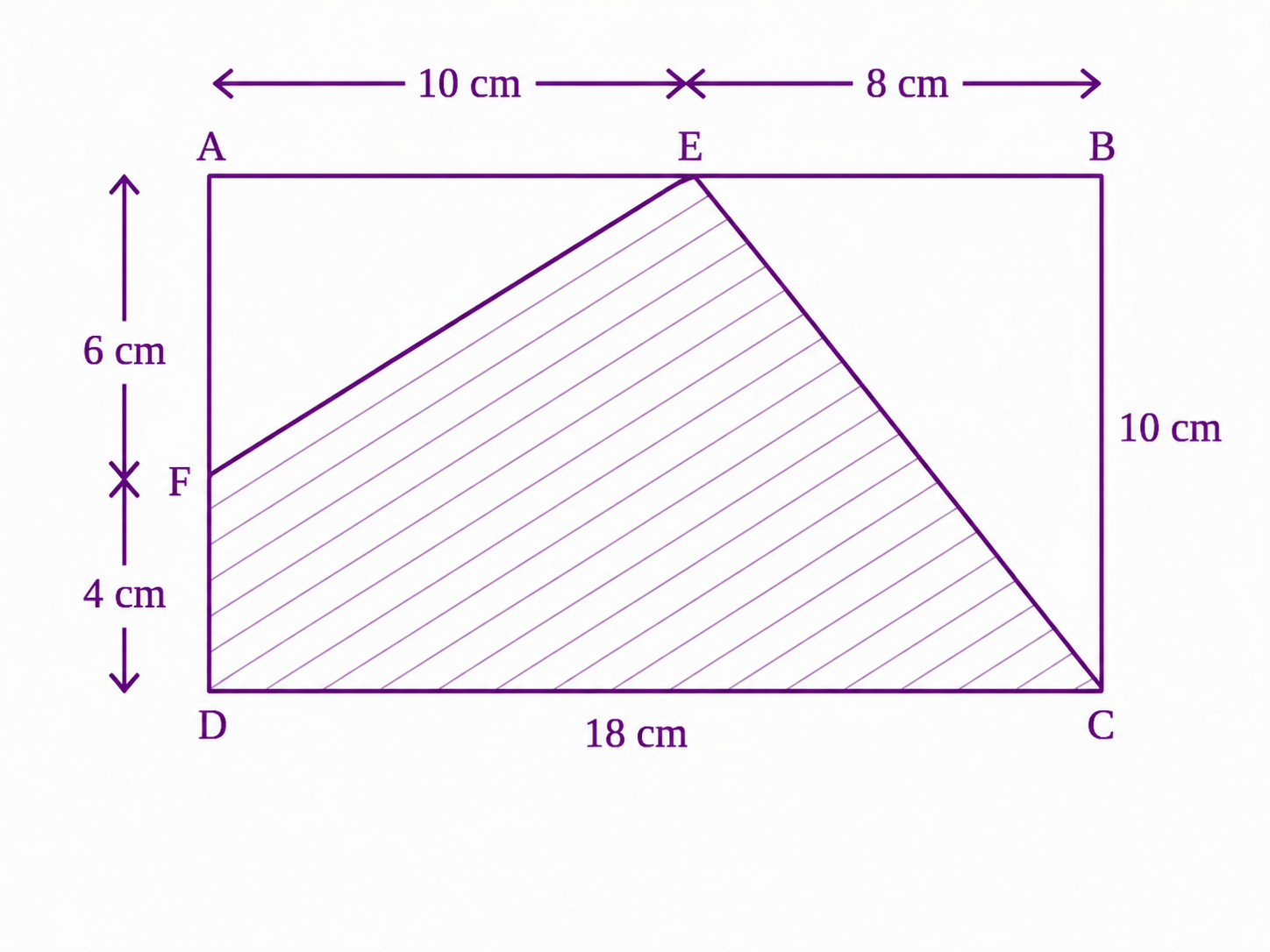 Find the area of the shaded region given that ABCD is a rectangle.png