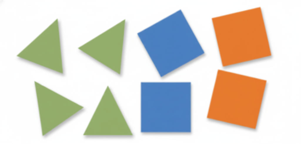 Make different symmetrical designs by using these two shapes