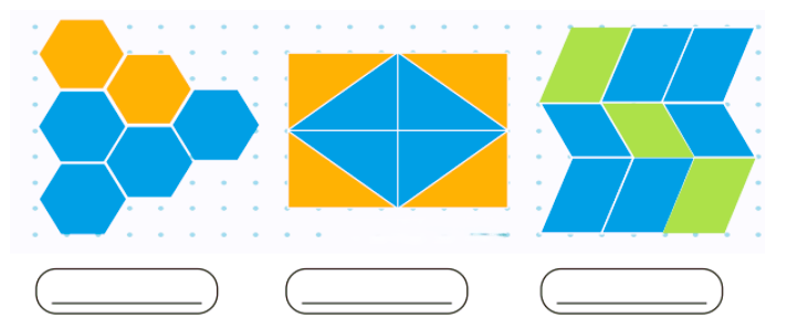 Identify the fraction of the whole that the blue parts make in each of the pictures given below