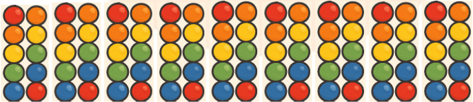 9 strings of beads. Each string has 10 beads
