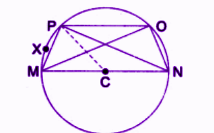 A quadrilateral MNOP is inscribed in a circle. If MN is a diameter, what can you say about.png