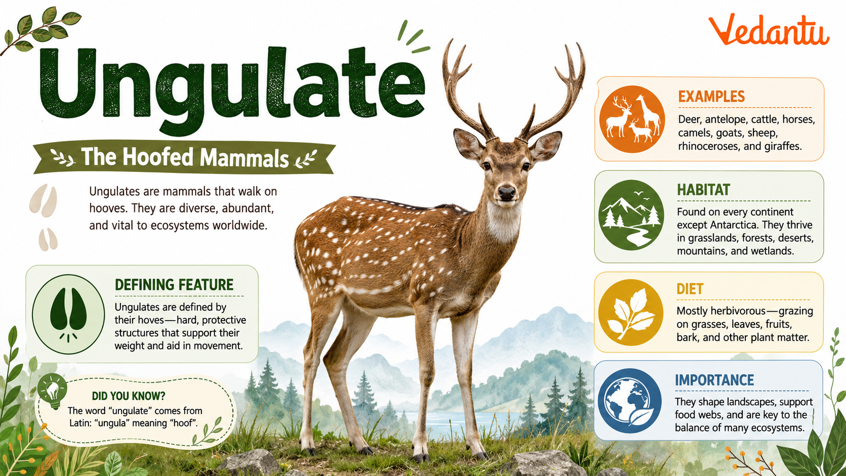Ungulate hoofed mammal example illustration