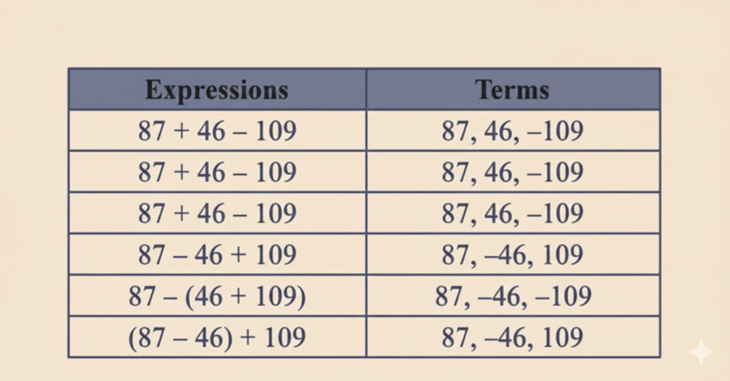 In each of the sets of expressions below, identify those that have the same value. Do not evaluate them, but rather use your understanding of terms.