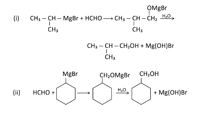 Complete reaction of the following compounds with methanol and Grenier's reagent