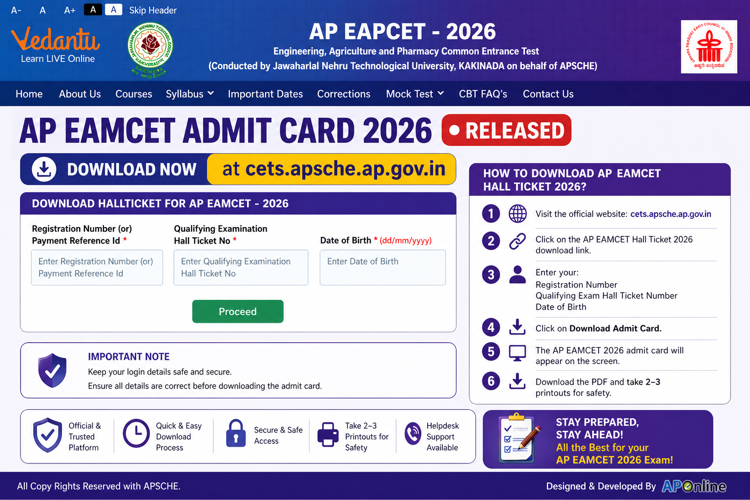 AP EAMCET Hall Ticket 2026