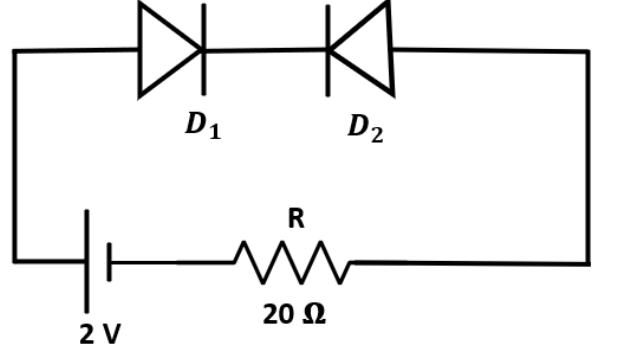 Similar diodes D1 and D2 in reverse bias