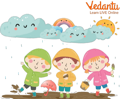 Children enjoying the rain