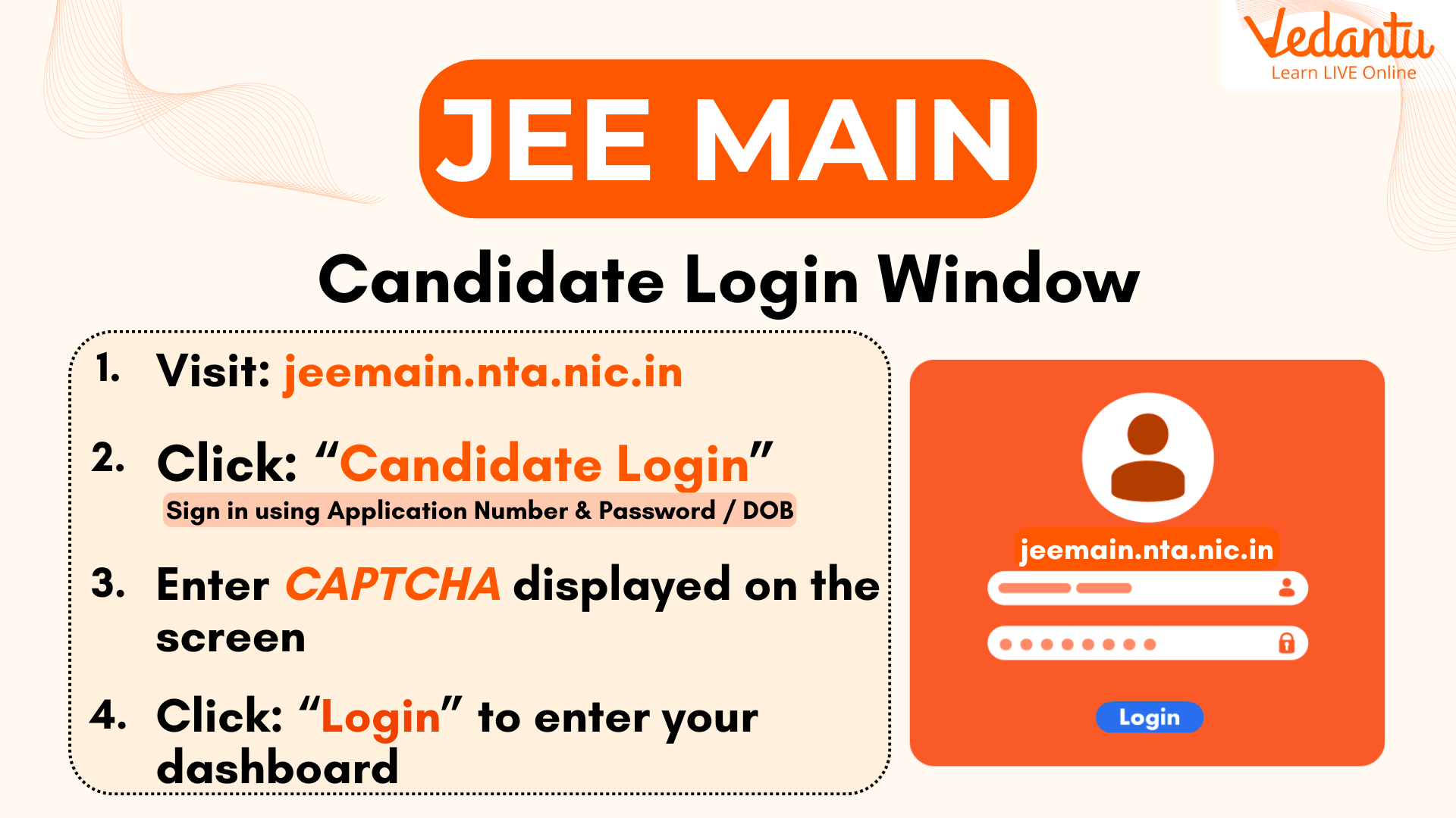 JEE Main Candidate Login Window