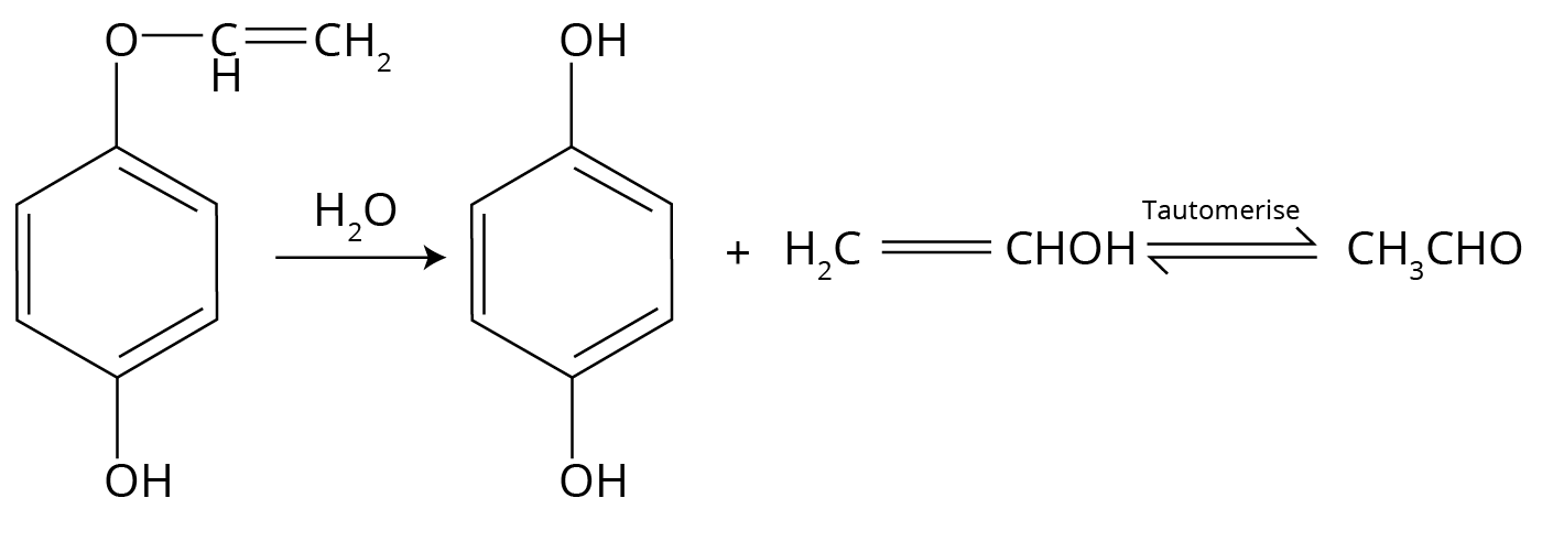 E on acid hydrolysis gives 1,4 – dihydroxy benzene