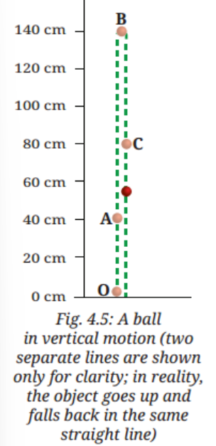 To analyse the motion of a ball thrown vertically upward and understand the difference between total distance travelled and displacement..png