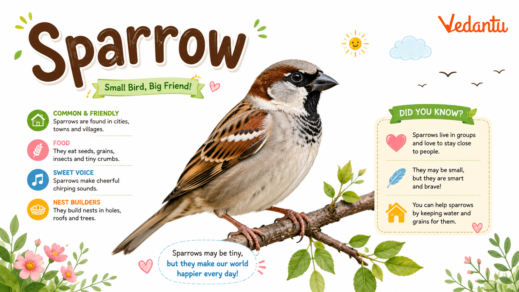 Sparrow bird sitting on a branch