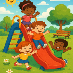 The children are playing in the park