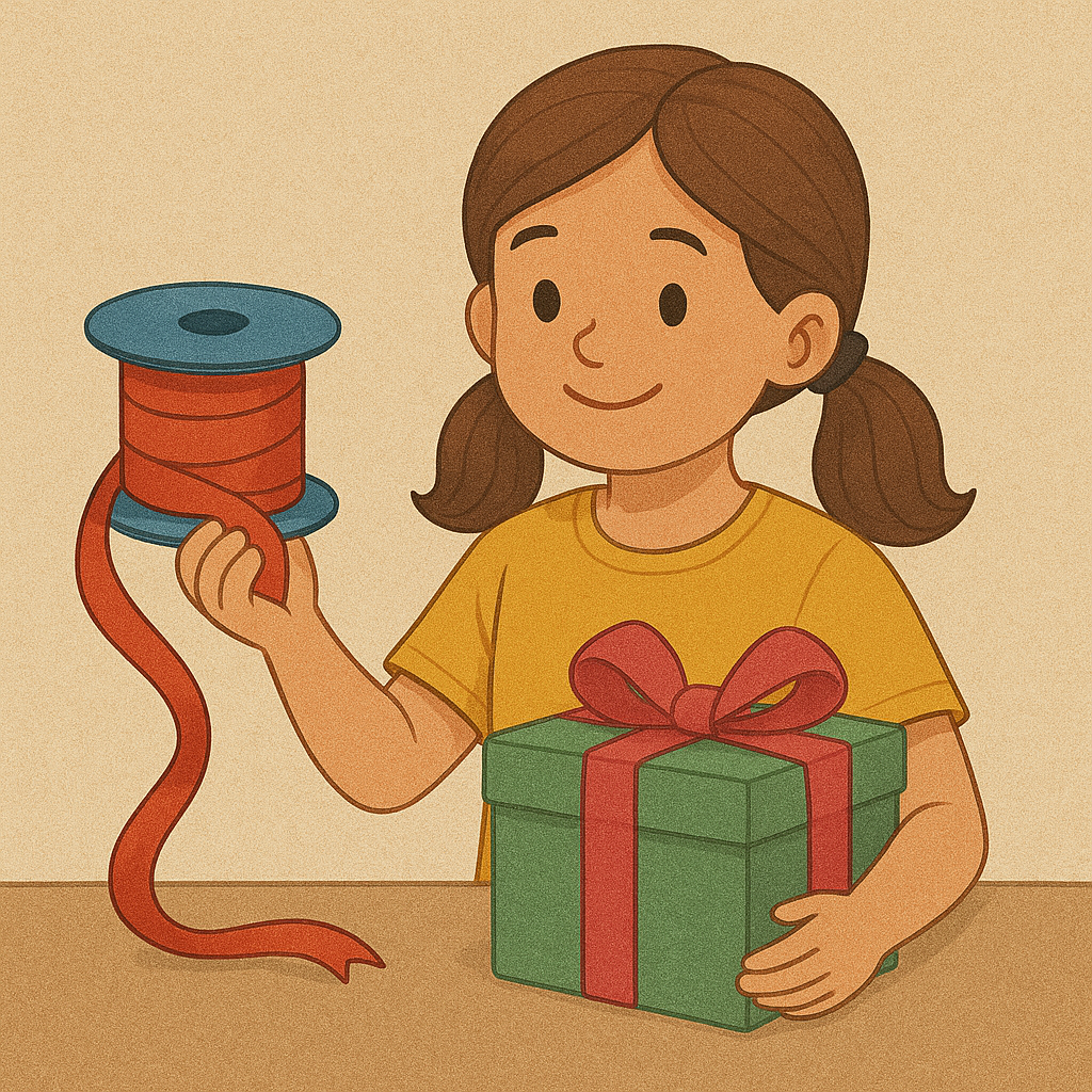 Ria bought a ribbon that was 5 metres long. She used 280 centimetres of it to wrap a gift